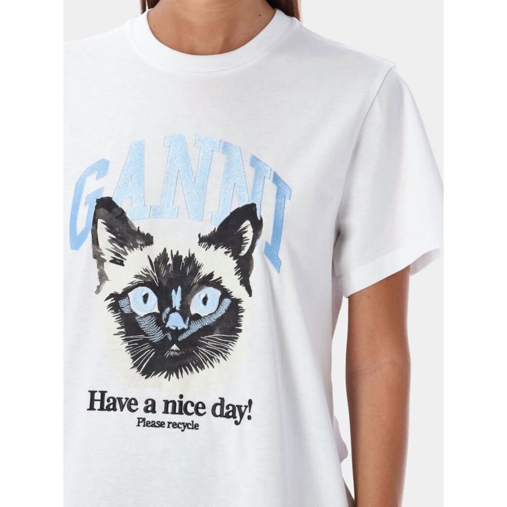 Ganni T-Shirt Woman White - Picture 3 of 4